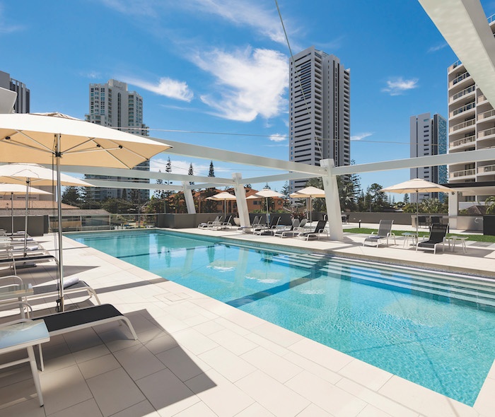 The pool at Avani Apartments in Broadbeach, a new Gold Coast hotel