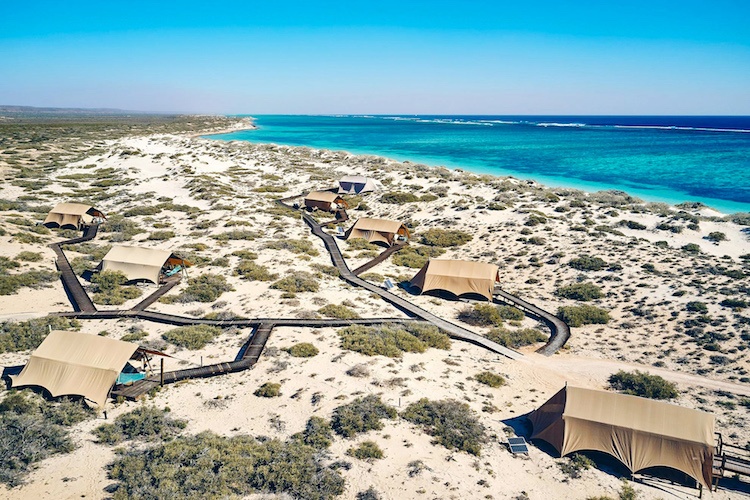Aerial shot of the Sal Salis luxury beach campsite by ©Aquabumps