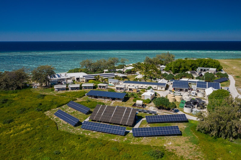 The solar panels that power Lady Elliot Island. Photo: Ben Di courtesy of Lady Elliot Island Resort