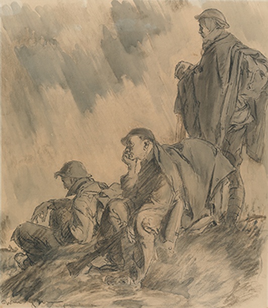 Will Dyson's 'Eternal waiting' created with charcoal, pencil and wash on paper in 1917. Image: Australian War Memorial, Canberra/National Gallery of Australia