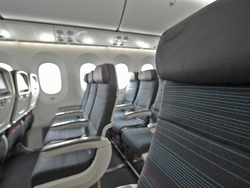Close look at Economy seating on Air Canada's B787-8 aircraft