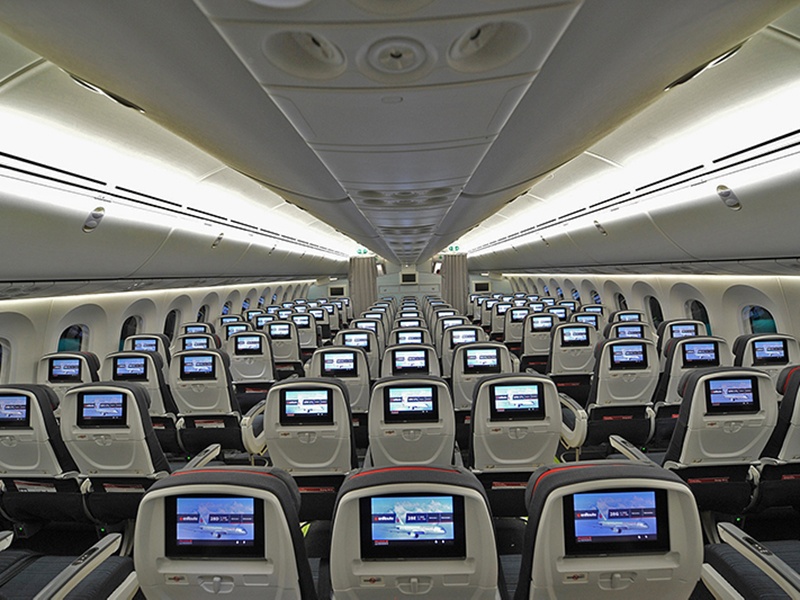 Economy cabin on board Air Canada's B787-8 aircraft