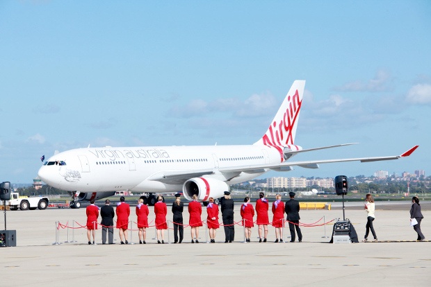 Virgin Australia Boeing aircraft and crew sydney