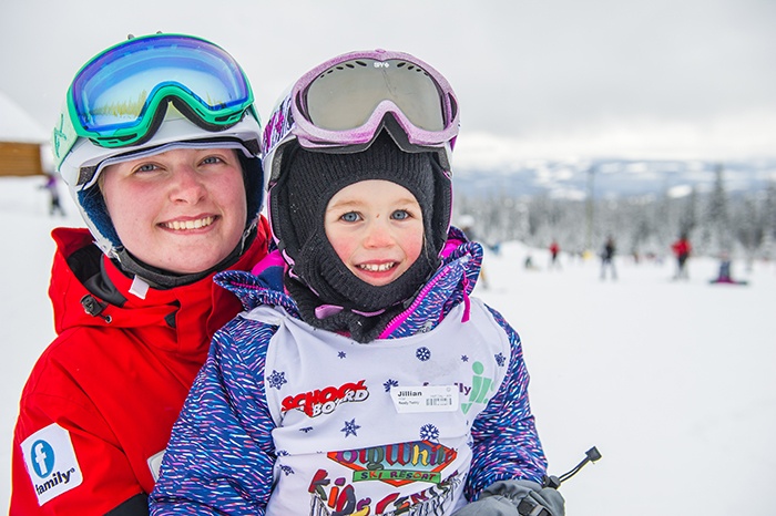 a family instructor and her student at Big White in British Columbia. C