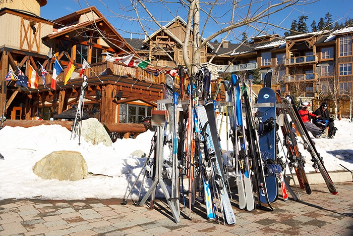Ski parking at Whistler Blackcomb Resort.