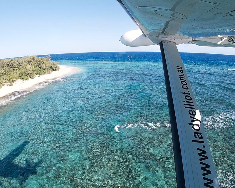 Flying into Lady Elliot Island. Photo: Paula Albers
