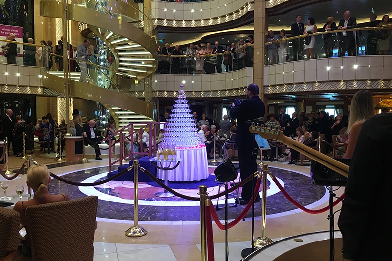 Champagne tower on the Majestic Princess cruise ship