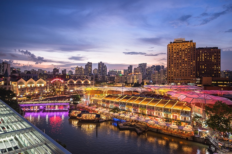 Clarke Quay at twilight