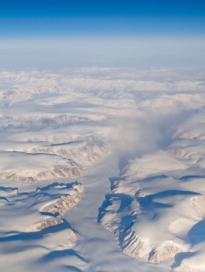 An aerial view of Auyuittuq National Park