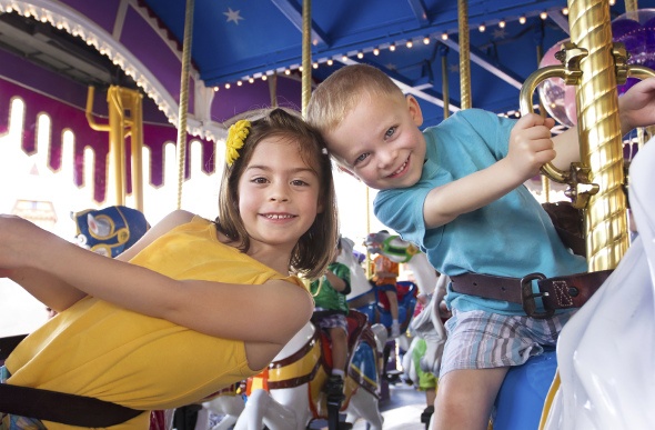  Kids playing on a carousel