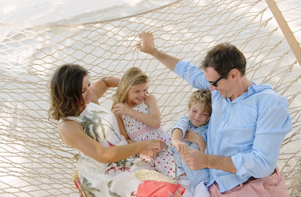  Family playing in a hammock