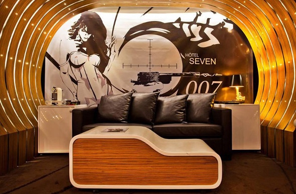 007-themed suite at the Seven Hotel in Paris