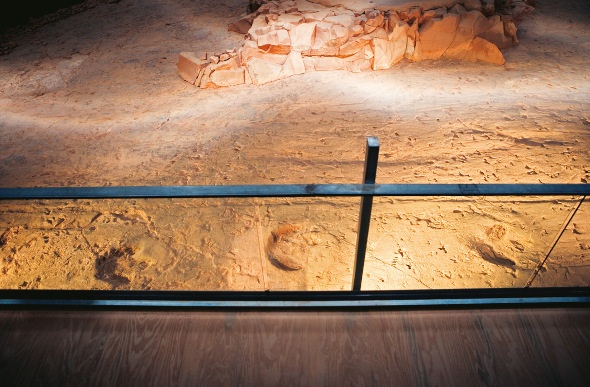 Dinosaur footprints preserved inside the Lark Quarry Conservation Park