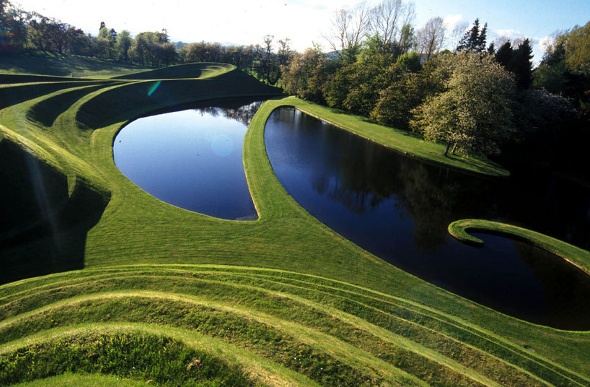 Architectural landscape masterpiece at the Garden of Cosmic Speculation