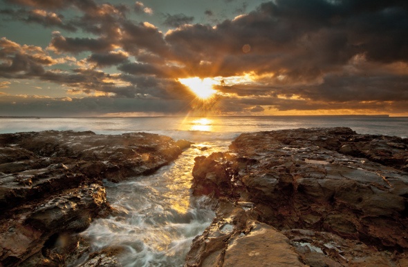 Sunset over the ocean at Jervis Bay