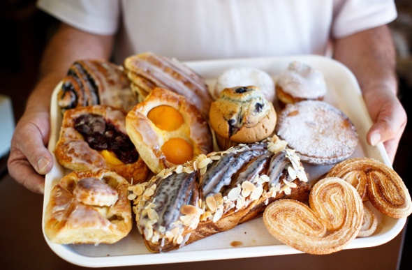 range of pastries on a tray 