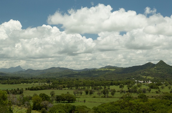 The rolling countryside around Mullumbimby in New South Wales.