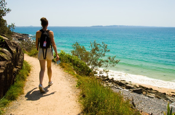 Lady going on a hike at Noosa National Park