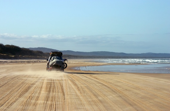 four wheel driving on Fraser Island beach 