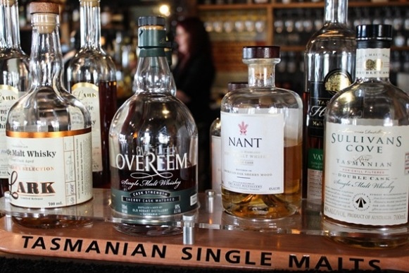 Tasmanian single malt whisky bottles