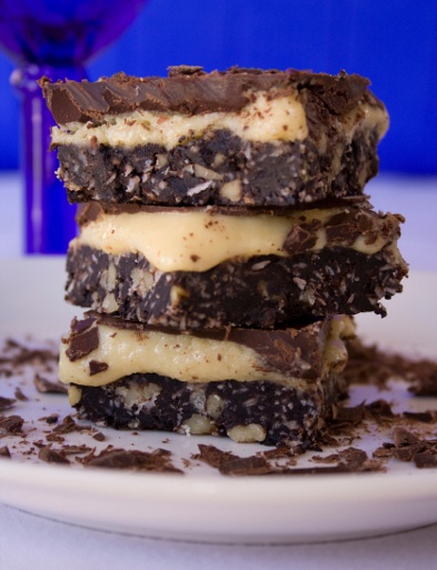 A nanaimo bar served on a plate