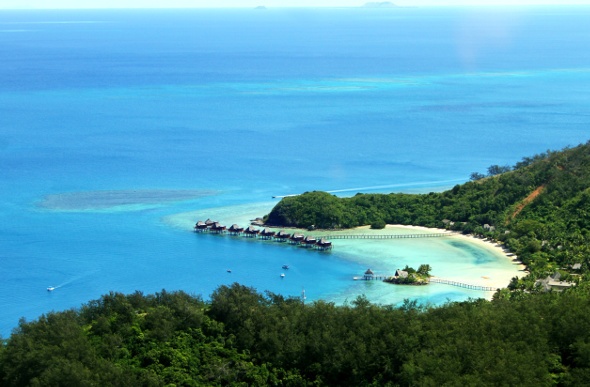 Aerial shot of Malolo Island in Fiji