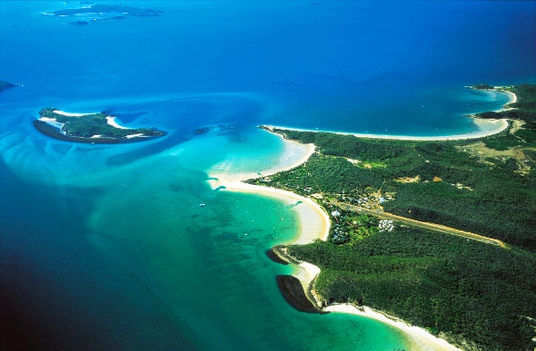  Aerial shot of islands with sand bar