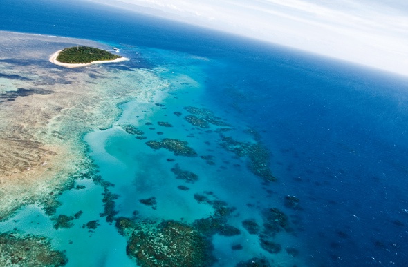 Aerial view of the Great Barrier Reef in Australia