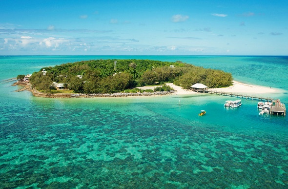 small island with small villas