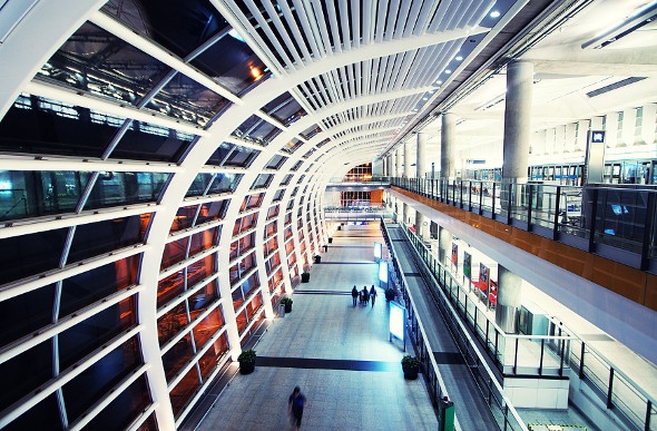 Top view of the interior design of Hong Kong Airport