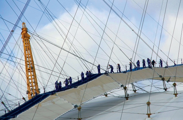 People scale London's O2 building with Up at the O2.