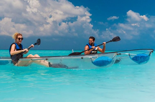  Glass bottom canoeing   in the Maldives 