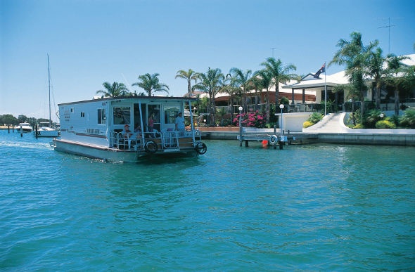  Houseboat on the blue water 