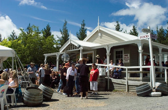  people gathering for a wine sale in a vineyard in Martinborough