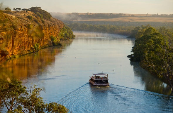  Houseboat going down the Murray River 