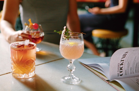 variety of fruity cocktails