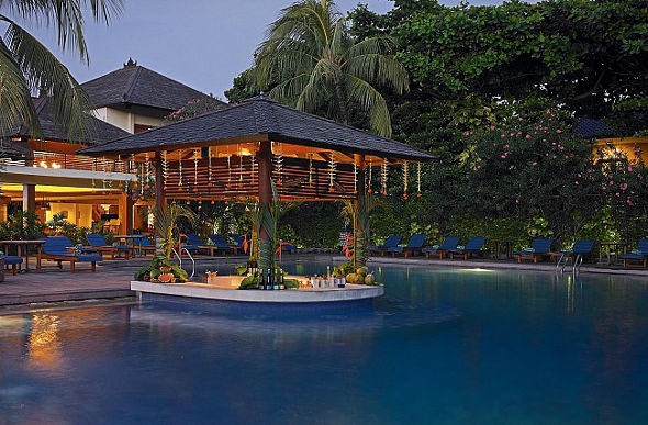 Sunken lounge in the pool in Risata Bali Resort and Spa
