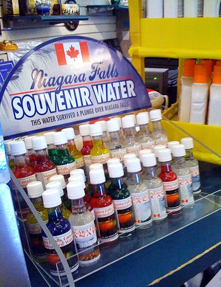 Bottled Niagara Falls water in multiple colors for sale