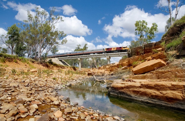  The Spirit of the Outback train crosses a creek in country Queensland