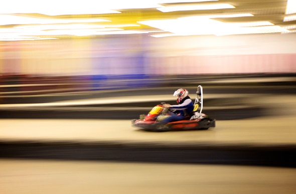  a person riding in a go kart in sydney