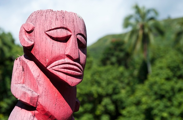 A carved Tiki in Tahiti.