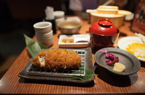  Japan famous dish, Tonkatsu made with lean pork  covered in breading perfectly partnered with soup, dip and rice 