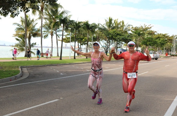 people completing the Townsville marathon in anatomy suits