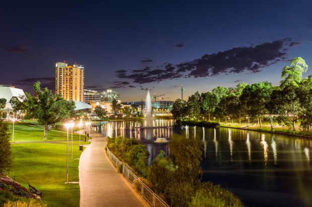a running path by the river in adelaide during night