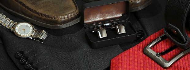 mens' watch, belt, shoes, and other accessories