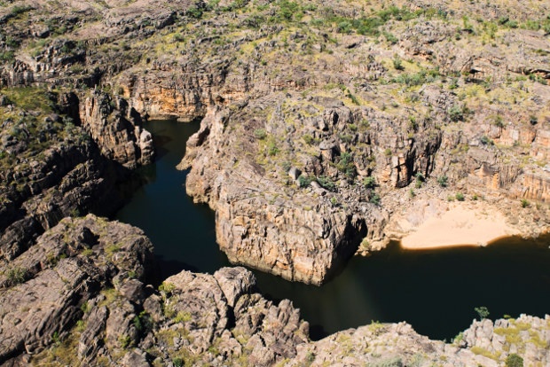 Aerial view of a canyon in Nitmiluk National Park