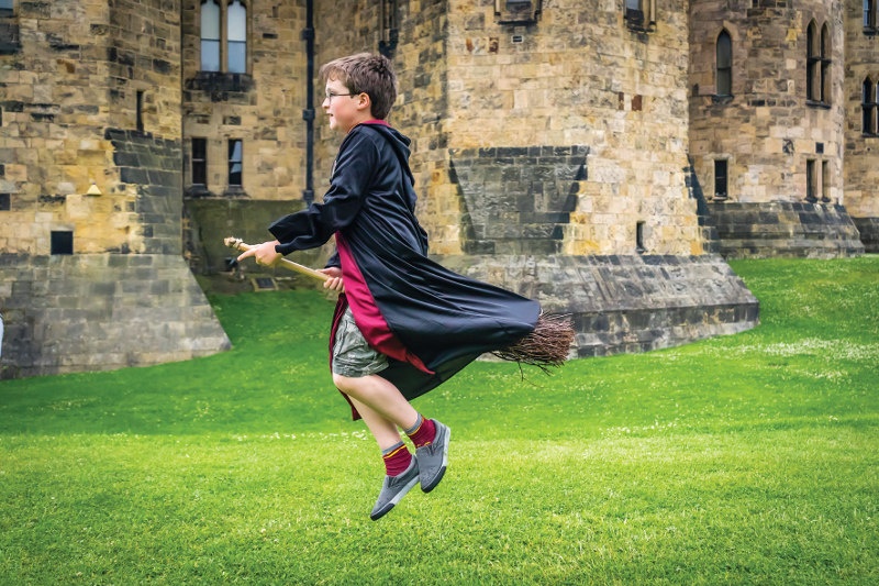 Boy on broomstick ride, Alnwick Castle