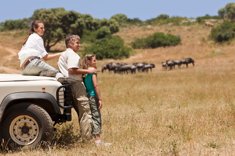 Family on African safari.