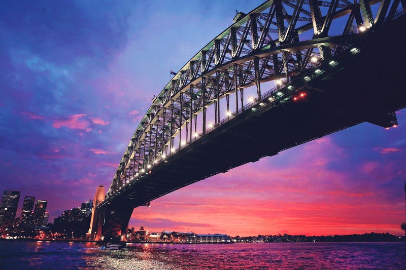 Long Sydney Harbor Bridge during the night 