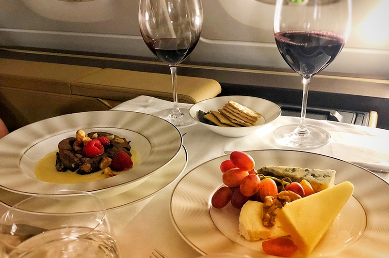 First Class food options on Etihad Airways